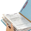 Six-Section Pressboard Top Tab Classification Folders, Six SafeSHIELD Fasteners, 2 Dividers, Letter Size, Blue, 10/Box