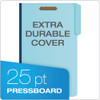Heavy-Duty Pressboard Folders with Embossed Fasteners, 1/3-Cut Tabs, 1" Expansion, 2 Fasteners, Legal Size, Blue, 25/Box