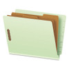 End Tab Classification Folders, 2.5" Expansion, 2 Dividers, 6 Fasteners, Letter Size, Pale Green Exterior, 10/Box