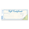 Gift Certificates with Envelopes, 8.5 x 3.67, Blue/Gold with Blue Border, 25/Pack