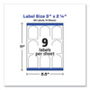 Textured Arched Print-to-the-Edge Labels, Laser Printers, 3 x 2.25, White, 9/Sheet, 10 Sheets/Pack