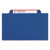 Eight-Section Pressboard Top Tab Classification Folders, 8 SafeSHIELD Fasteners, 3 Dividers, Legal Size, Dark Blue, 10/Box