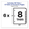 Customizable TOC Ready Index Multicolor Tab Dividers, 8-Tab, 1 to 8, 11 x 8.5, White, Traditional Color Tabs, 6 Sets