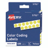 Handwrite-Only Permanent Self-Adhesive Round Color-Coding Labels in Dispensers, 0.25" dia, Yellow, 450/Roll, (5792)