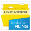 Colored Reinforced Hanging Folders, Letter Size, 1/5-Cut Tabs, Yellow, 25/Box