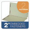 Colored Pressboard End Tab Fastener Folders, 2 Fasteners, Legal Size, Light Green Exterior, 25/Box