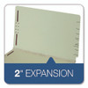 Colored Pressboard End Tab Fastener Folders, 2 Fasteners, Legal Size, Light Green Exterior, 25/Box