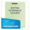 End Tab Classification Folders, 1.75" Expansion, 1 Divider, 4 Fasteners, Letter Size, Pale Green Exterior, 10/Box