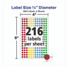 Handwrite-Only Self-Adhesive "See Through" Removable Round Color Dots, 0.25" dia, Assorted, 216/Sheet, 4 Sheets/Pack, (5796)