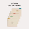 Alphabetic Top Tab Indexed File Guide Set, 1/5-Cut Top Tab, A to Z, 8.5 x 11, Manila, 25/Set