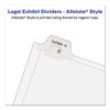 Preprinted Legal Exhibit Side Tab Index Dividers, Allstate Style, 26-Tab, A to Z, 11 x 8.5, White, 1 Set, (1700)