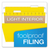Colored Hanging Folders, Letter Size, 1/5-Cut Tabs, Yellow, 25/Box