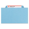 Eight-Section Pressboard Top Tab Classification Folders, Eight SafeSHIELD Fasteners, 3 Dividers, Legal Size, Blue, 10/Box