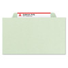 Pressboard Classification Folders, Four SafeSHIELD Fasteners, 2/5-Cut Tabs, 1 Divider, Legal Size, Gray-Green, 10/Box