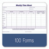 Weekly Time Sheets, Two-Part Carbonless, 8.5 x 5.5, 100 Forms Total