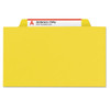 Four-Section Pressboard Top Tab Classification Folders, Four SafeSHIELD Fasteners, 1 Divider, Letter Size, Yellow, 10/Box
