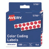 Handwrite-Only Permanent Self-Adhesive Round Color-Coding Labels in Dispensers, 0.25" dia, Red, 450/Roll, (5790)