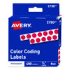 Handwrite-Only Permanent Self-Adhesive Round Color-Coding Labels in Dispensers, 0.25" dia, Red, 450/Roll, (5790)