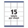 Permanent ID Labels w/ Sure Feed Technology, Inkjet/Laser Printers, 2 x 2.63, White, 15/Sheet, 15 Sheets/Pack