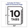 Customizable Table of Contents Ready Index Dividers with Multicolor Tabs, 10-Tab, 1 to 10, 11 x 8.5, Translucent, 1 Set