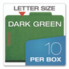 Colored Pressboard Top Tab Classification Folders, 2.5" Expansion, 2 Dividers, 6 Fasteners, Letter Size, Dark Green, 10/Box