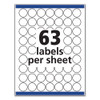 Removable Multi-Use Labels, Inkjet/Laser Printers, 1" dia, White, 63/Sheet, 15 Sheets/Pack