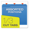 Double-Ply Reinforced Top Tab Colored File Folders, 1/3-Cut Tabs: Assorted, Letter Size, 0.75" Expansion, Blue, 100/Box
