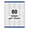 Removable Multi-Use Labels, Inkjet/Laser Printers, 0.5 x 1.75, White, 80/Sheet, 25 Sheets/Pack