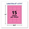 Printable Color Labels with Sure Feed and Easy Peel, 2 x 2.63, Assorted Colors, 15/Sheet, 10 Sheets/Pack