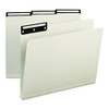 Recycled Heavy Pressboard File Folders with Insertable 1/3-Cut Metal Tabs, Letter Size, 1" Expansion, Gray-Green, 25/Box
