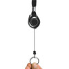 Lanyards with Retractable ID Reels, Metal Split Ring Fastener, 34" Long, Black, 12/Pack