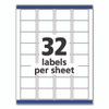 Permanent ID Labels w/ Sure Feed Technology, Inkjet/Laser Printers, 1.25 x 1.75, White, 32/Sheet, 15 Sheets/Pack