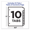 Customizable TOC Ready Index Black and White Dividers, 10-Tab, 1 to 10, 11 x 8.5, 1 Set