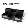 Midnight Black Desk Organizer with Smartphone Holder, 6 Compartments, Wood, 10.5 x 5.5 x 4