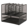 Wire Mesh Combination Organizer, Vertical/Horizontal, 7 Sections, Letter-Size, 11.22 x 13.23 x 11.34, Matte Black