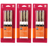 Pigma Micron Pens, Black, Assorted Sizes, 3 Per Pack, 3 Packs