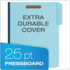 Heavy-Duty Pressboard Folders with Embossed Fasteners, 1/3-Cut Tabs, 1" Expansion, 2 Fasteners, Letter Size, Blue, 25/Box Heavy-Duty Pressboard Folders with Embossed Fasteners, 1/3-Cut Tabs, 1" Expansion, 2 Fasteners, Letter Size, Blue, 25/Box