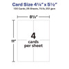 Photo-Quality Printable Postcards, Inkjet, 74 lb, 4.25 x 5.5, Glossy White, 100 Cards, 4 Cards/Sheet, 25 Sheets/Pack