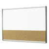 ARC Frame Cubicle Board, Combo Dry Erase/Cork Bulletin, 30" x 18", Tan/White Surface, Satin Aluminum Frame