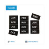 Heavy-Duty Board Magnet Labels, Months of the Year (January-December), 1" Tall, White Characters, Black Background, 12/Pack