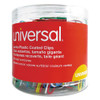 Plastic-Coated Paper Clips with One-Compartment Dispenser Tub, Jumbo, Assorted Colors, 250/Pack