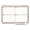 Magnetic Dry Erase Calendar Board, Four-Month Planning/Scheduling, 36" x 24", White Surface, Satin Aluminum Frame