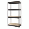 Steel Shelving Unit with Particleboard Shelves, Four-Shelf, 30w x 16d x 60h, Steel, Black