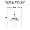 Printable Postcards, Laser, 80 lb, 4.25 x 5.5, Matte White, 200 Cards, 4 Cards/Sheet, 50 Sheets/Box
