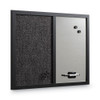 Designer Fabric Bulletin Board, Combo Magnetic Dry Erase/Bulletin, 24" x 18", Charcoal/Gray Surface, Black Fiberboard Frame