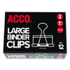 Binder Clips, Large, Black/Silver, Dozen