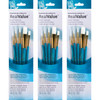 RealValue Brush Set, White Taklon Bristles, Short Handle Mixed Media Paintbrush, Blue, 5 Per Set, 3 Sets