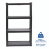 Rough n Ready Open Storage System, Four-Shelf, Injection-Molded Polypropylene, 32w x 13d x 54h, Black