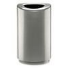 Open Top Round Waste Receptacle, 30 gal, Steel, Silver