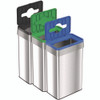 Open Top Trash Can/Recycle Bin/Compost Bin w/Color-Coded Lids Set, 21 gal, Plastic/Stainless Steel, Silver/Black/Blue/Green